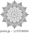 vector lacy mandala pattern in black and white tones 115558004