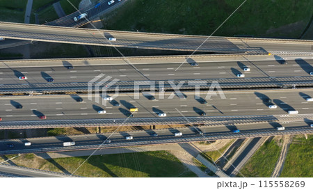 Lot of cars on modern road junction 115558269