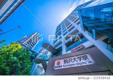 日本の東京都市景観 6月。東急電鉄　駒沢大学駅 などを望む 115558416