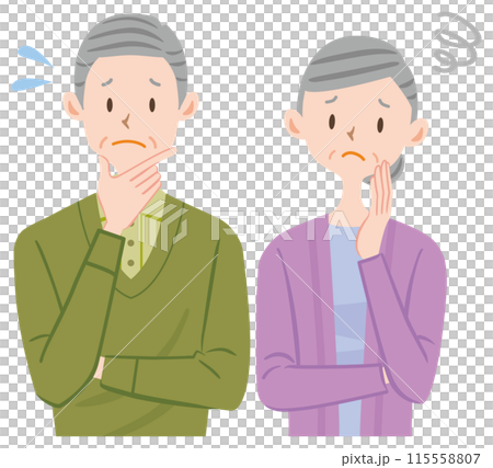 Retirement money worries senior couple 115558807
