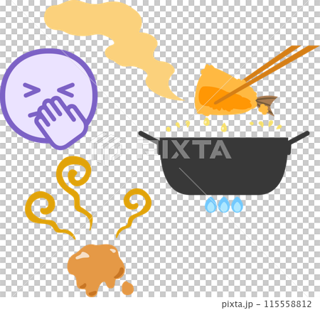 A person grimacing at the smell of frying oil and greasy dirt 115558812