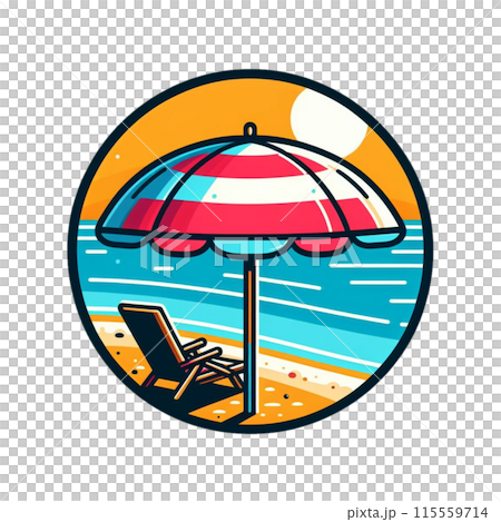 條紋遮陽傘的插圖 115559714