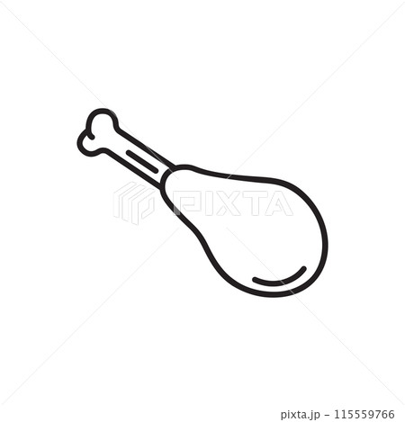 Chicken leg icon in flat style. Fast food menu vector illustration on isolated background. Drumstick sign business concept. 115559766