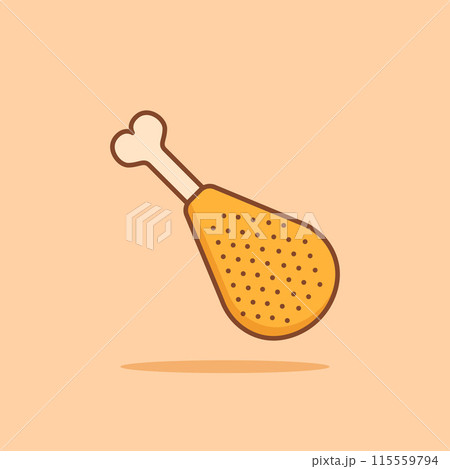 Chicken leg icon in flat style. Fast food menu vector illustration on isolated background. Drumstick sign business concept. Chicken leg icon in flat style. Fast food menu vector illustration on isolated background. Drumstick sign business concept. 115559794