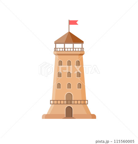 Castle tower icon in flat style. Medieval citadel vector illustration on isolated background. Stronghold building sign business concept. Castle tower icon in flat style. Medieval citadel vector illustration on isolated background. Stronghold building sign business concept. 115560005