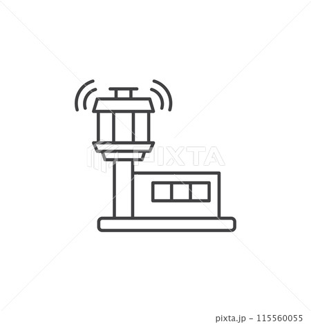 Flight control tower icon in flat style. Navigation monitor vector illustration on isolated background. Airport building sign business concept. Flight control tower icon in flat style. Navigation monitor vector illustration on isolated background. Airport building sign business concept. 115560055
