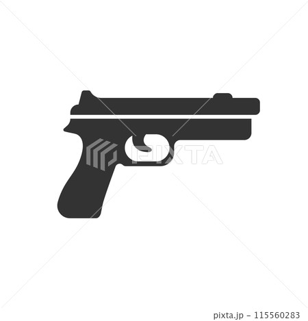 Pistol gun icon in flat style. Firearm symbol vector illustration on isolated background. Rifle ammo sign business concept. 115560283
