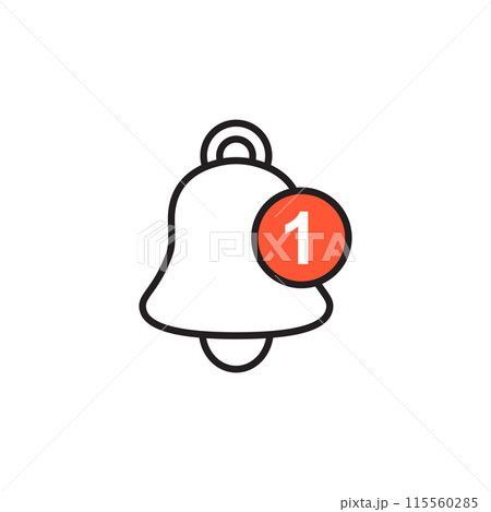 Notification bell icon in flat style. Incoming inbox message vector illustration on isolated background. Ringing bell sign business concept. 115560285
