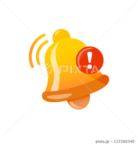 Notification bell icon in flat style. Incoming inbox message vector illustration on isolated background. Ringing bell sign business concept. 115560340