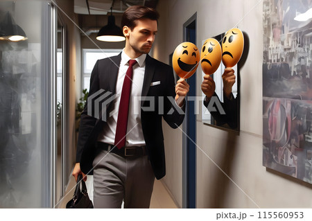 Concept: All people wear masks and hide emotionsのイラスト素材 [115560953] - PIXTA