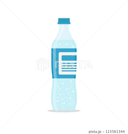 Pure water drink icon in flat style. Plastic bottle and drinking glass vector illustration on isolated background. Water beverage sign business concept. Pure water drink icon in flat style. Plastic bottle and drinking glass vector illustration on isolated background. Water beverage sign business concept. 115561344