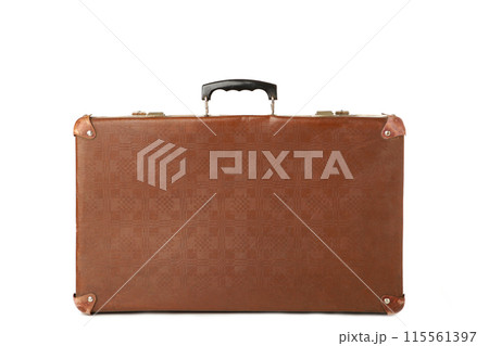 Vintage brown suitcase isolated on white background Vintage brown suitcase isolated on white background 115561397