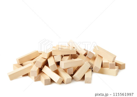 Wooden blocks disrupted isolated on white background Wooden blocks disrupted isolated on white background 115561997
