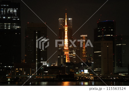 ビル群の中の東京タワー 115563524