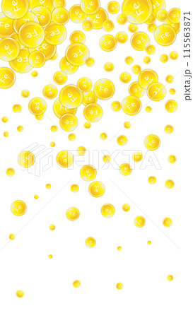 Ferritin round droplets scattered randomly. Beauty treatment and nutrition skin care. Medical and scientific background. Healthy life concept. 115563871
