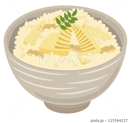 食事_炊き込みご飯_たけのこご飯のイラスト素材 [1155642…