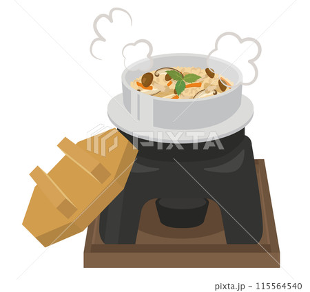 食事_釜飯_かやくご飯　五目釜めし 115564540