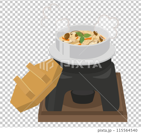 食事_釜飯_かやくご飯　五目釜めし 115564540