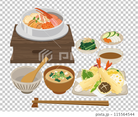 Meal_Kamameshi_Seafood Kamameshi set meal (white background) Meal_Kamameshi_Seafood Kamameshi set meal (white background) 115564544