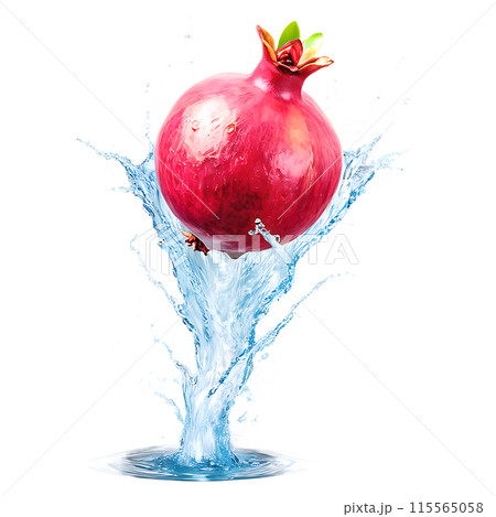 Pomegranate with juice splash isolated on a transparent background 115565058