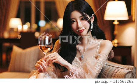 ワインを飲むキャバ嬢 115565268