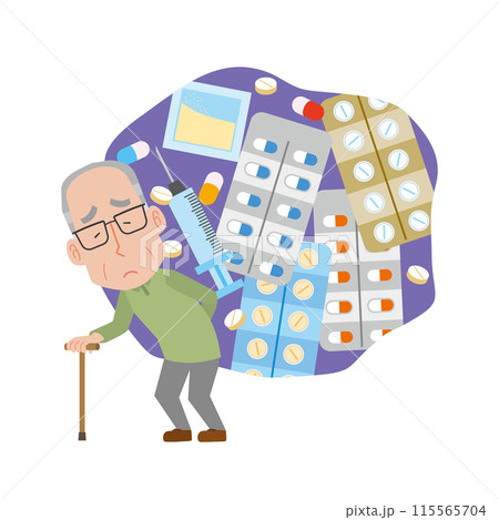 薬の量が増えるおじいさん 薬の量が増えるおじいさん 115565704
