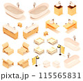 Vector isometric bathroom furniture and plumbing fixtures 115565831