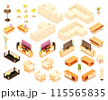 Vector isometric home furniture and home equipment set 115565835