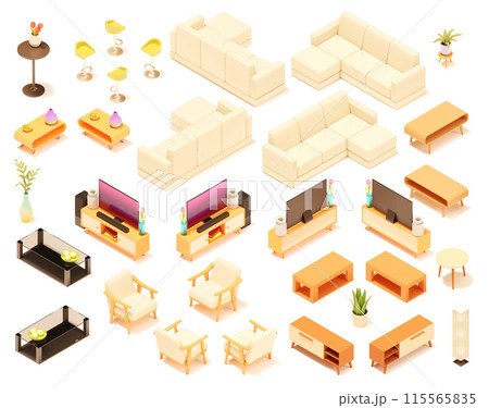 Vector isometric home furniture and home equipment set 115565835