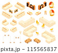 Vector isometric home furniture and home equipment set 115565837