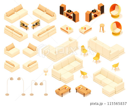 Vector isometric home furniture and home equipment set 115565837