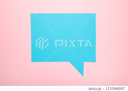 Blue paper speech bubbles on pink background 115566097