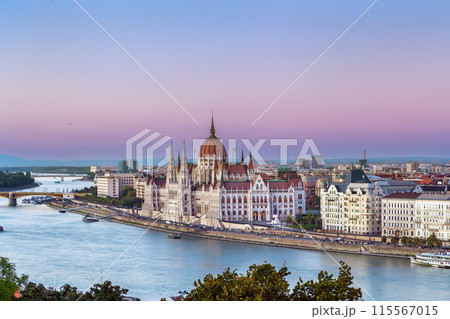 View of Hungarian Parliament Building, Budapest, Hungary View of Hungarian Parliament Building, Budapest, Hungary 115567015