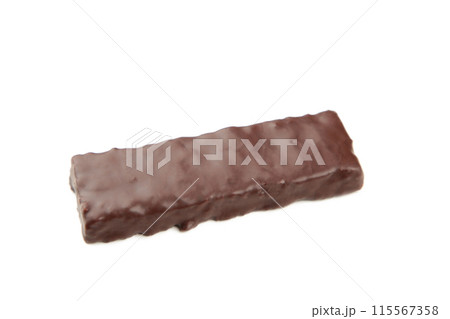 Cereal bars with chocolate isolated on white background. Cereal bars with chocolate isolated on white background. 115567358