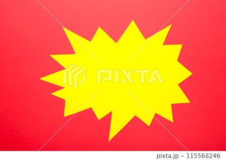 Yellow paper speech bubbles on red background 115568246