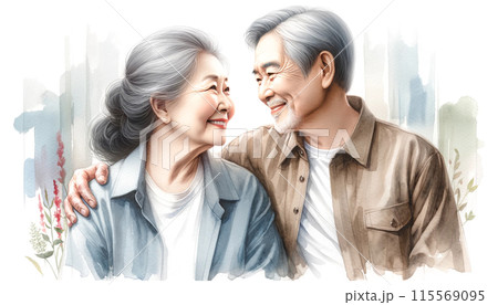 公園での老夫婦 水彩画　サイズはF10号 公園での老夫婦 水彩画 サイズはF10号 「憂う彼女」 2025年制作