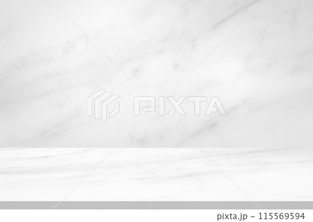 white marble table top with natural wall texture background for mockup product display template 115569594