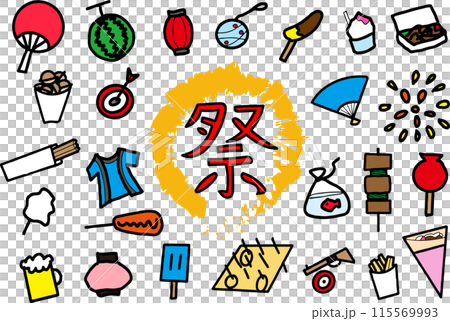 夏祭りのイラストセット 115569993