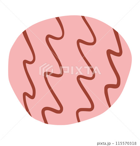 Minimalist Abstract Circular Pink Shape with Zigzag Lines 115570318
