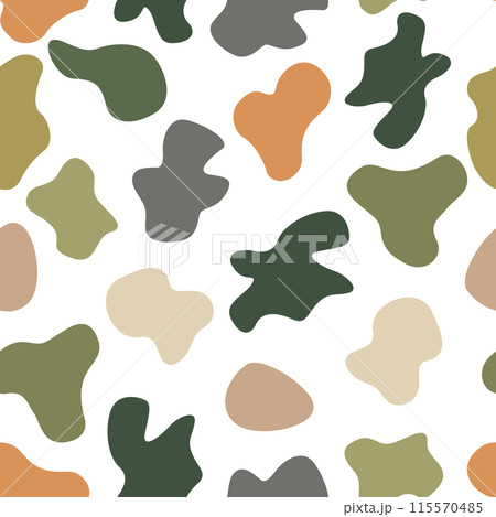 A pattern of organic shapes in a green and brown color. Camouflage seamless texture. A pattern of organic shapes in a green and brown color. Camouflage seamless texture. 115570485