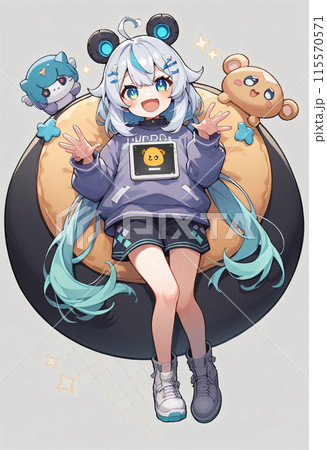 タブレットとアンドロイド女の子 115570571