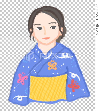 レトロな浴衣を着た美人のイラスト レトロな浴衣を着た美人のイラスト 115570593