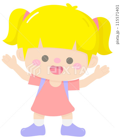 Cute back to school in Children Style Cartoon illustration cute girl 115571401