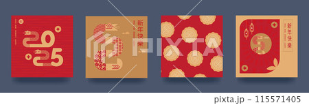Set of backgrounds, greeting cards, posters, holiday covers for Chinese New Year of the Snake. .Chinese translation - Happy New Year, the symbol of the year is a snake. Set of backgrounds, greeting cards, posters, holiday covers for Chinese New Year of the Snake. .Chinese translation - Happy New Year, the symbol of the year is a snake. 115571405