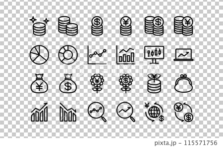 黑色投資線描圖示集 115571756