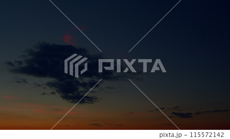 Sky different shades sunset. Dramatic blue, colorful clouds. Sunset sky with clouds background. Timelapse. 115572142
