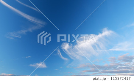 Beautiful white cirrus clouds. Slowly move of white cloudscape. Timelapse. 115572417