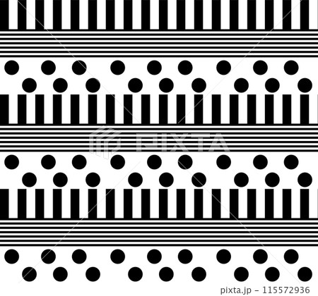 Black lines and dots on white background. Striped and spotted wallpaper illustration. 115572936