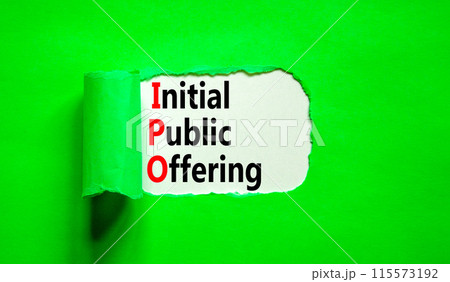 IPO initial public offering symbol. Concept words IPO initial public offering on beautiful white paper. Beautiful green paper background. Business IPO initial public offering concept. Copy space. IPO initial public offering symbol. Concept words IPO initial public offering on beautiful white paper. Beautiful green paper background. Business IPO initial public offering concept. Copy space. 115573192