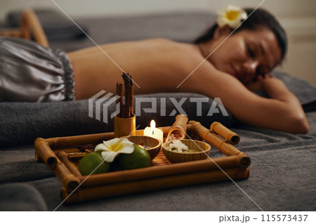 Woman Getting Spa Massage Woman Getting Spa Massage 115573437